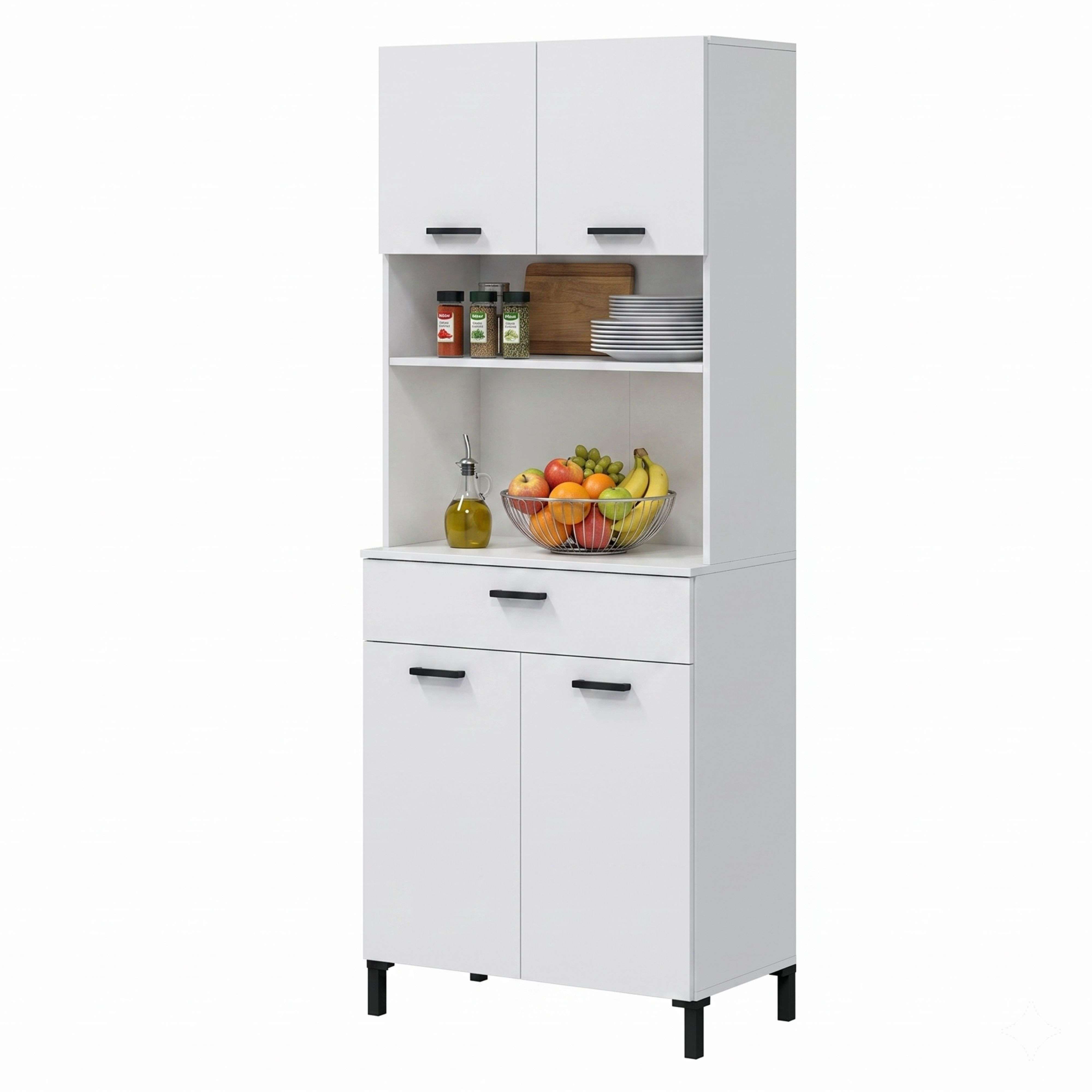 Miroytengo Mueble Auxiliar Cocina Luso 4 Puertas y 1 Cajón Blanco Artik 72x185 cm