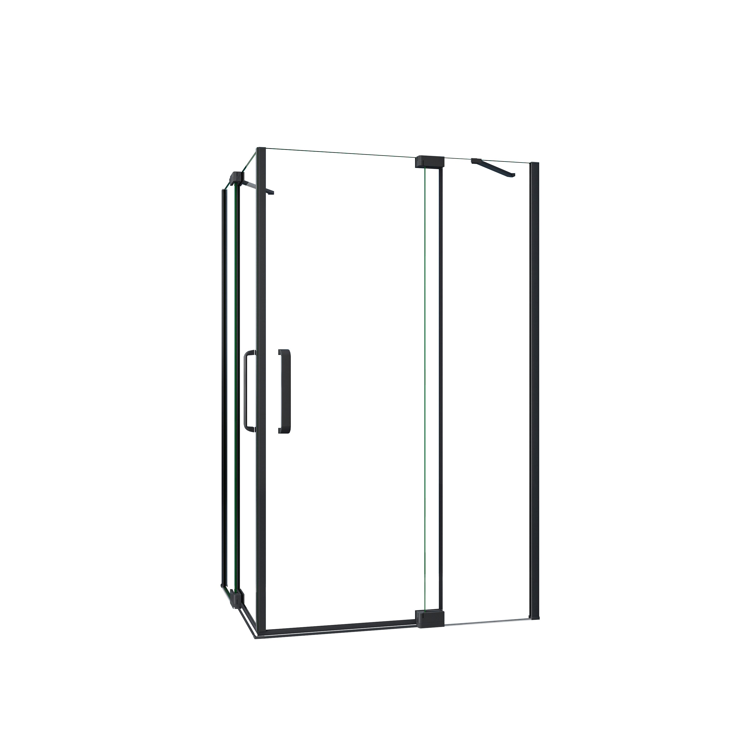 AICA Mampara de Ducha Cuadrada Abatible Perfil Negro Mate con Barra Estabilizadora Vidrio Antical 8mm (768-808)x(768-808)x1950mm