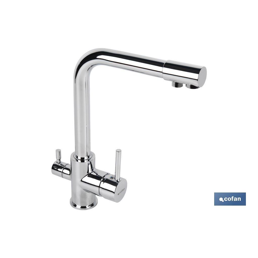 Cofan - Grifo de Cocina Monomando 3 Vias Adaptables Osmosis - Laton Cromado