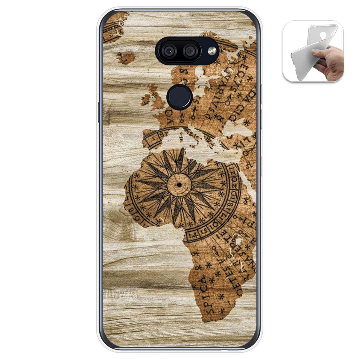 Tumundosmartphone Funda Gel Tpu para Lg K40S diseño Madera 07 Dibujos