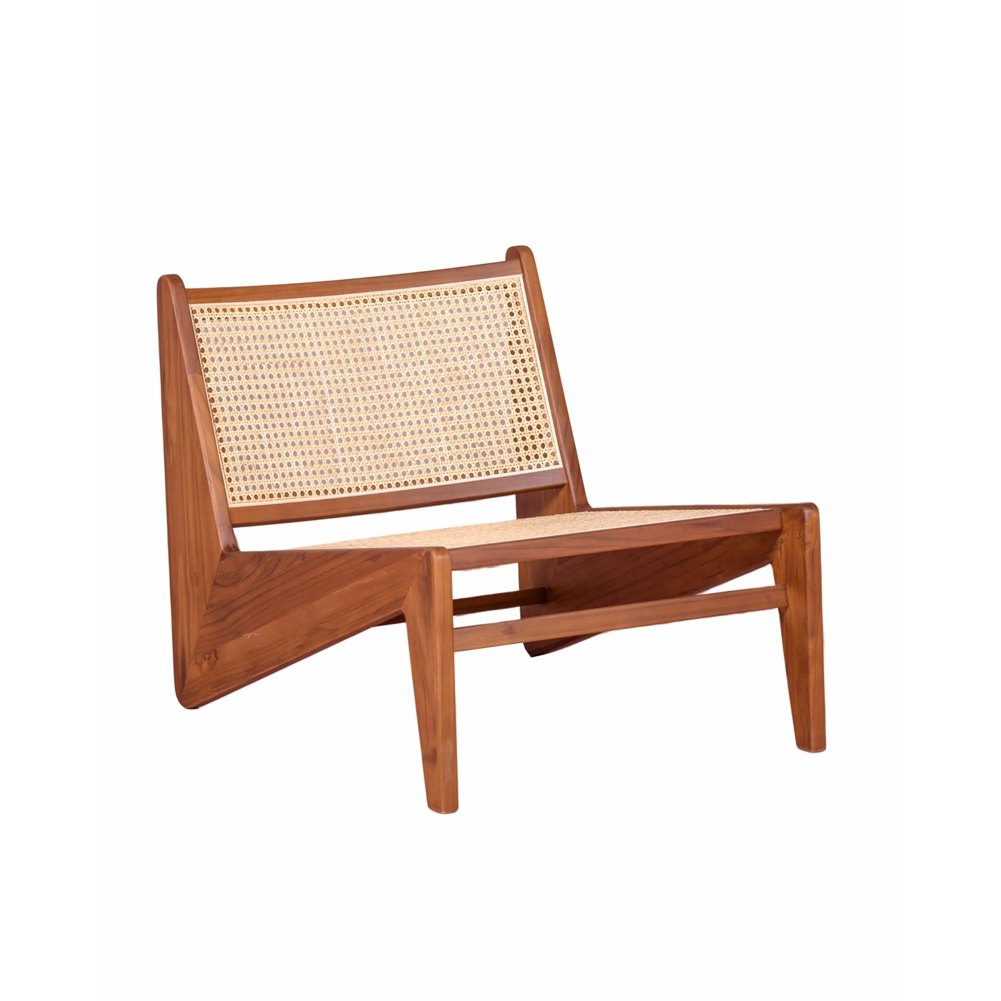 Nest Dream - Sillón bajo en madera de teca y ratán natural - Compass