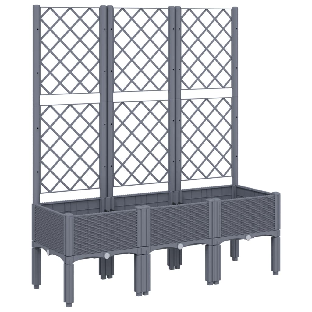 vidaXL Jardinera con enrejado PP 120x40x142 cm Color Gris,  Gris claro,  Negro y mas