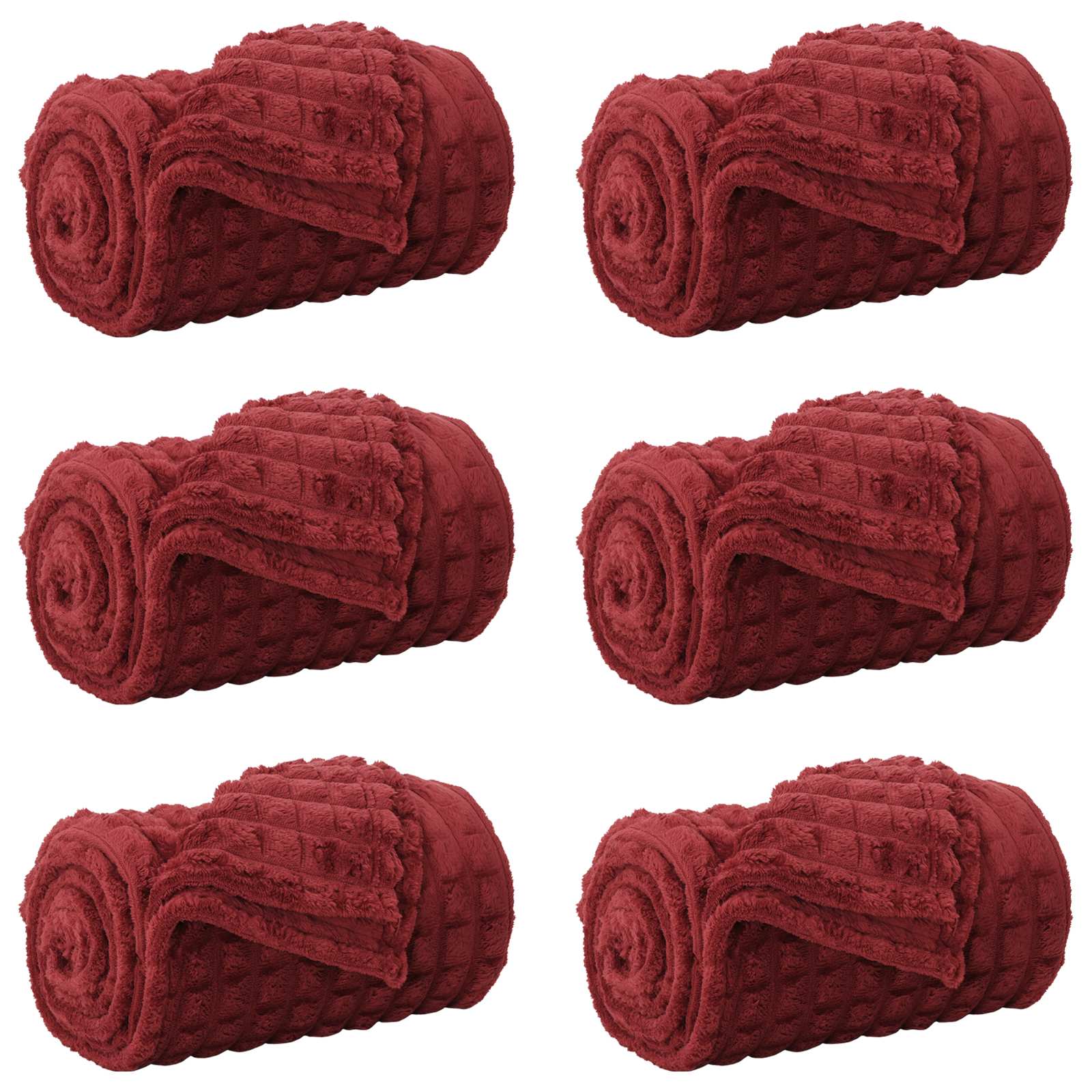 vidaXL Mantitas de Sofá 6 pcs Rojo Burdeos 200 x 150 cm Lana