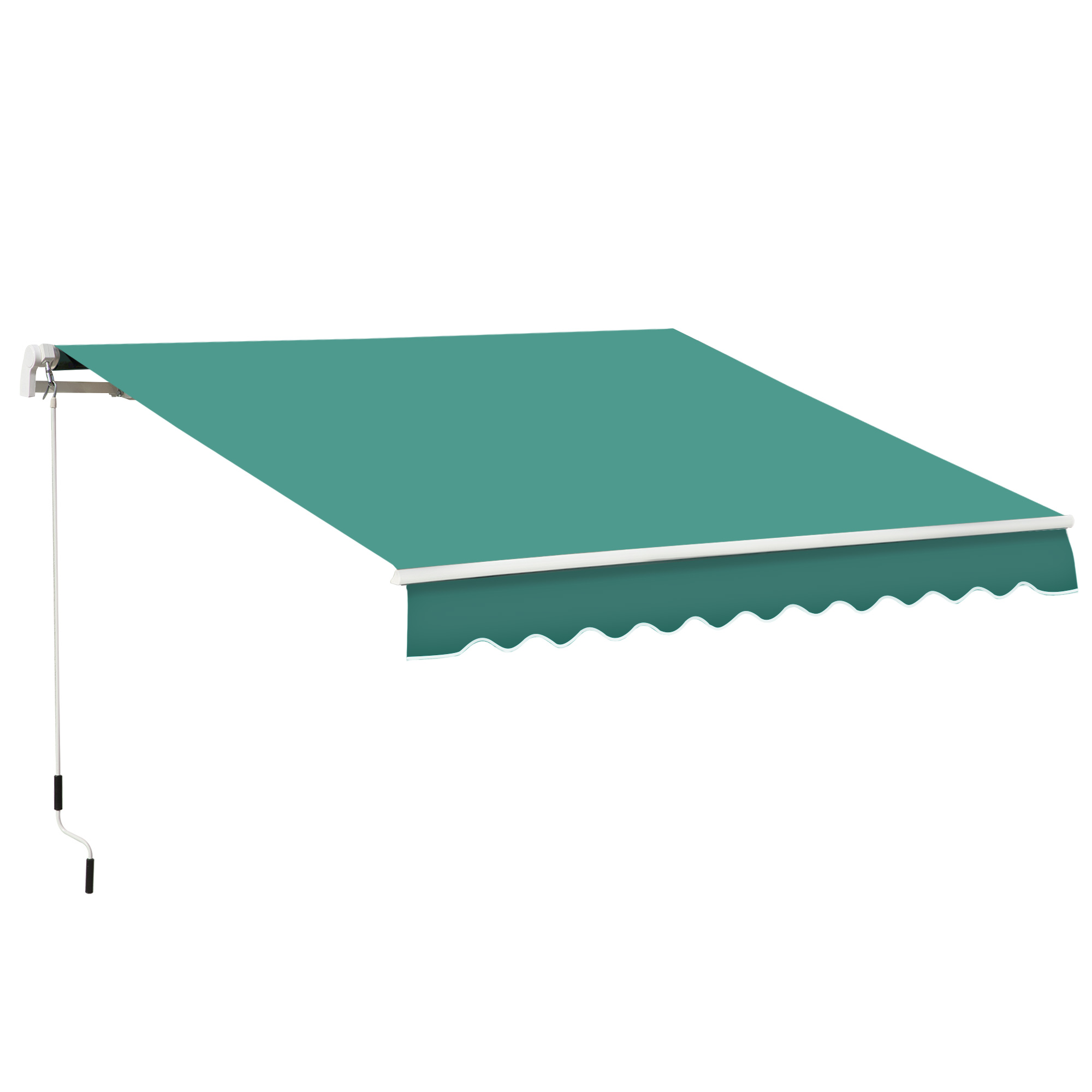 Outsunny Toldo Manual 395x245 cm Toldo para Patio Balcón Terraza y Jardín con brazo articulado de Aluminio y tela de Poliéster de 280g/m2