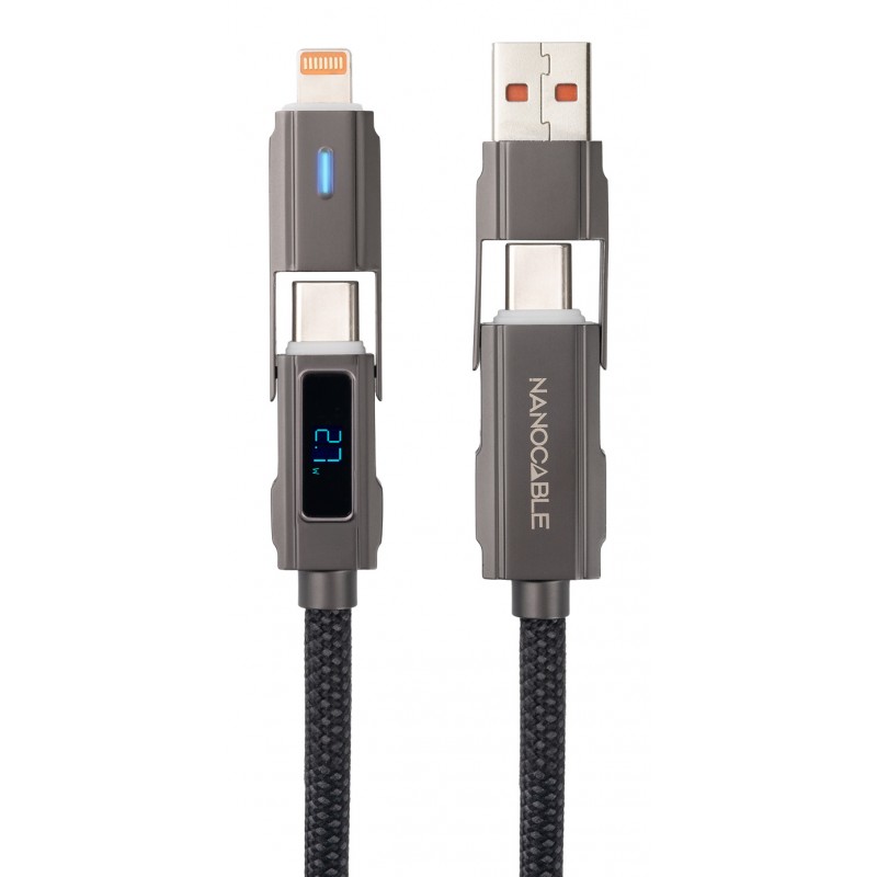 Nanocable - 10.01.2501 cable USB USB 2.0 1 m USB A/USB C USB C/Lightning 27 W Negro 10.01.2501