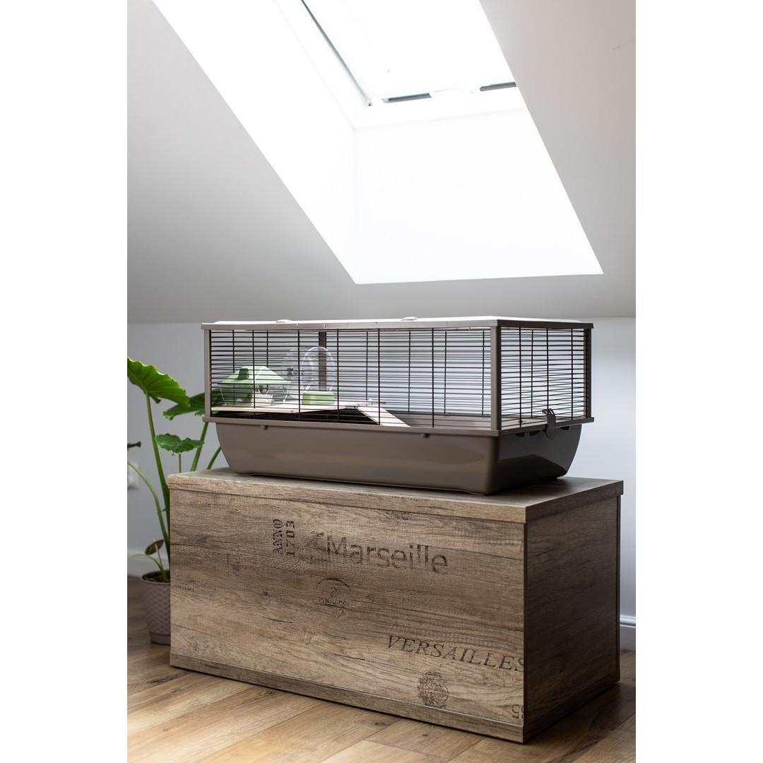 Inter-zoo klatka bob + wood japandi 780x480x360