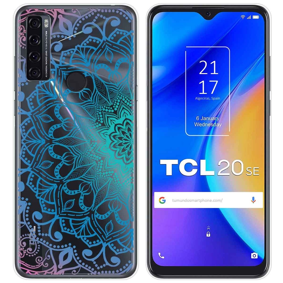 Tumundosmartphone Funda Gel Transparente para TCL 20 SE diseño Mandala Dibujos