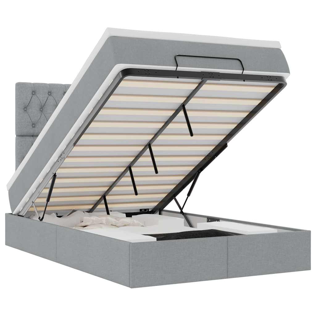 vidaXL Estructura de cama otomana colchón tela gris claro 120x200cm