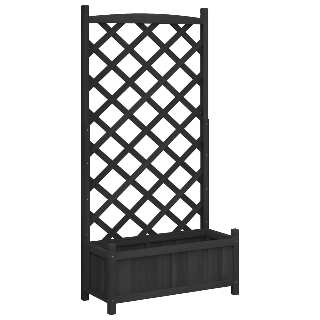 vidaXL Jardinera con enrejado madera maciza de abeto Color Marrón,  Gris,  Negro y mas