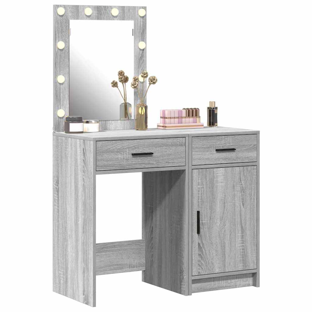 vidaXL Mesa de tocador con cajón 2 pcs Gris 50 x 41 x 135 cm