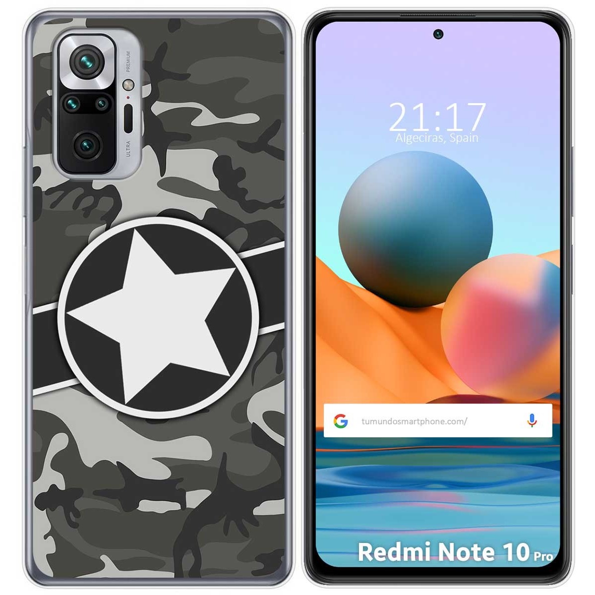 Tumundosmartphone Funda Gel Tpu para Xiaomi Redmi Note 10 Pro diseño Camuflaje 02 Dibujos