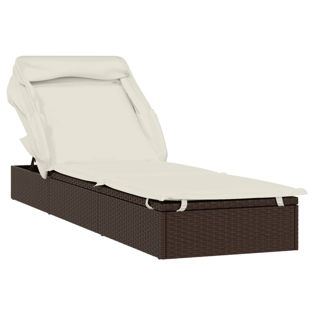 Vidaxl Tumbona con Toldo Plegable Ratán Sintético 213x63x97cm Marrón