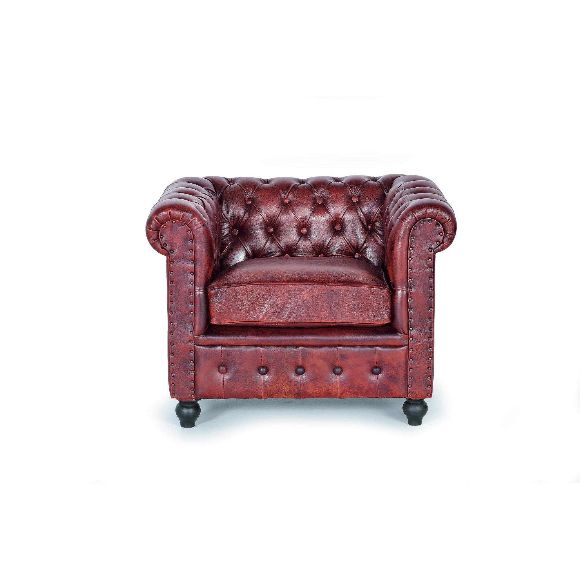 Sofa chester piel natural72X96X86