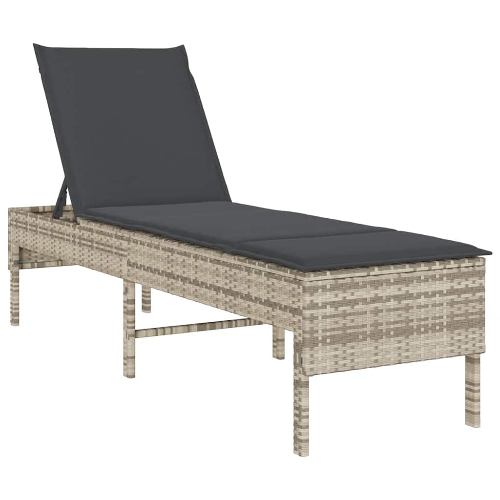 vidaXL Tumbona con cojín poliratán 55x200x44cm