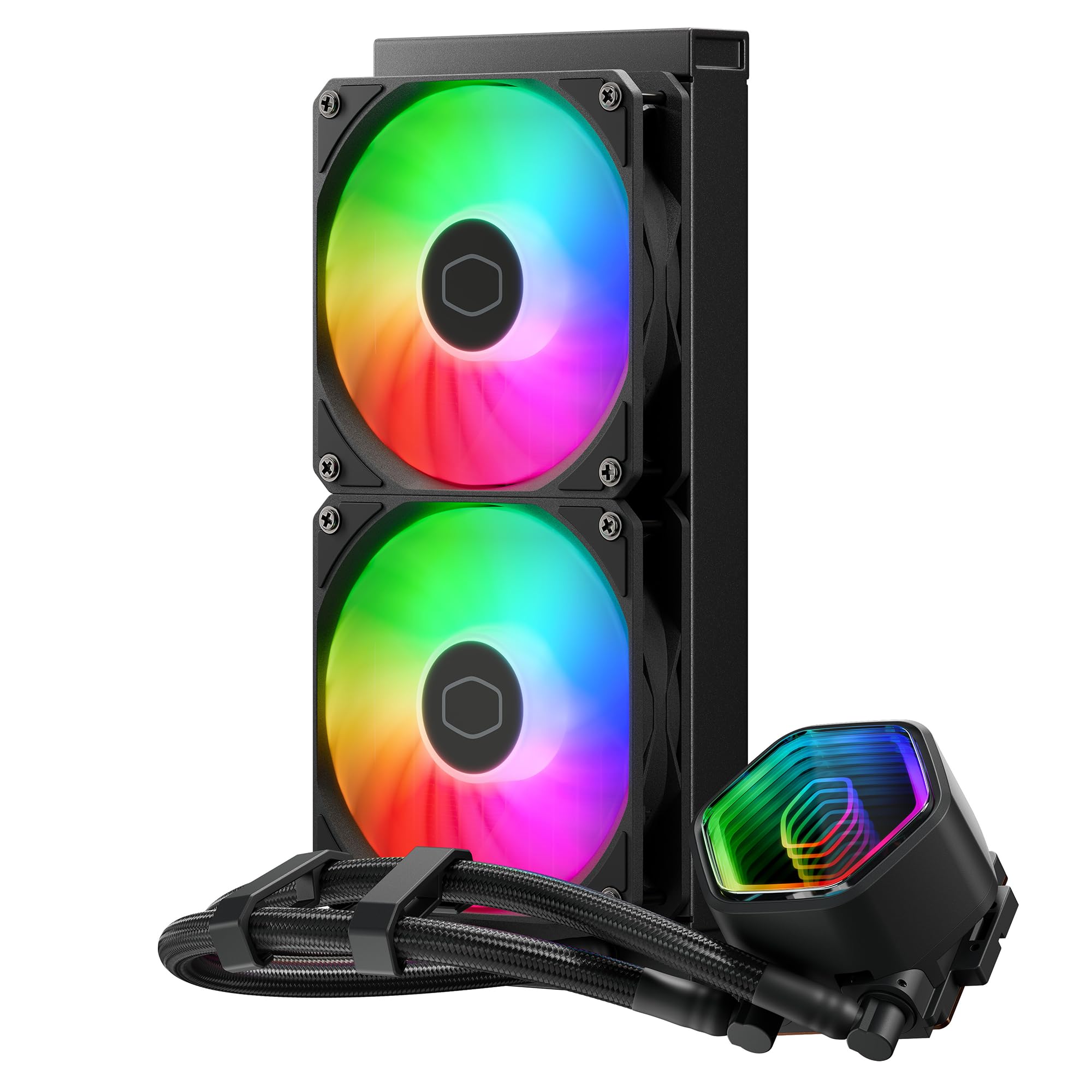 Cooler Master MasterLiquid 240 Core II Refrigeración Líquida - Sistema AIO 240 mm (TDP Máx 260W), Bomba Doble Cámara GR9, Ventiladores ARGB Gen 2 Mejorados, Kits AMD e Intel de Montaje Rápido, Negro