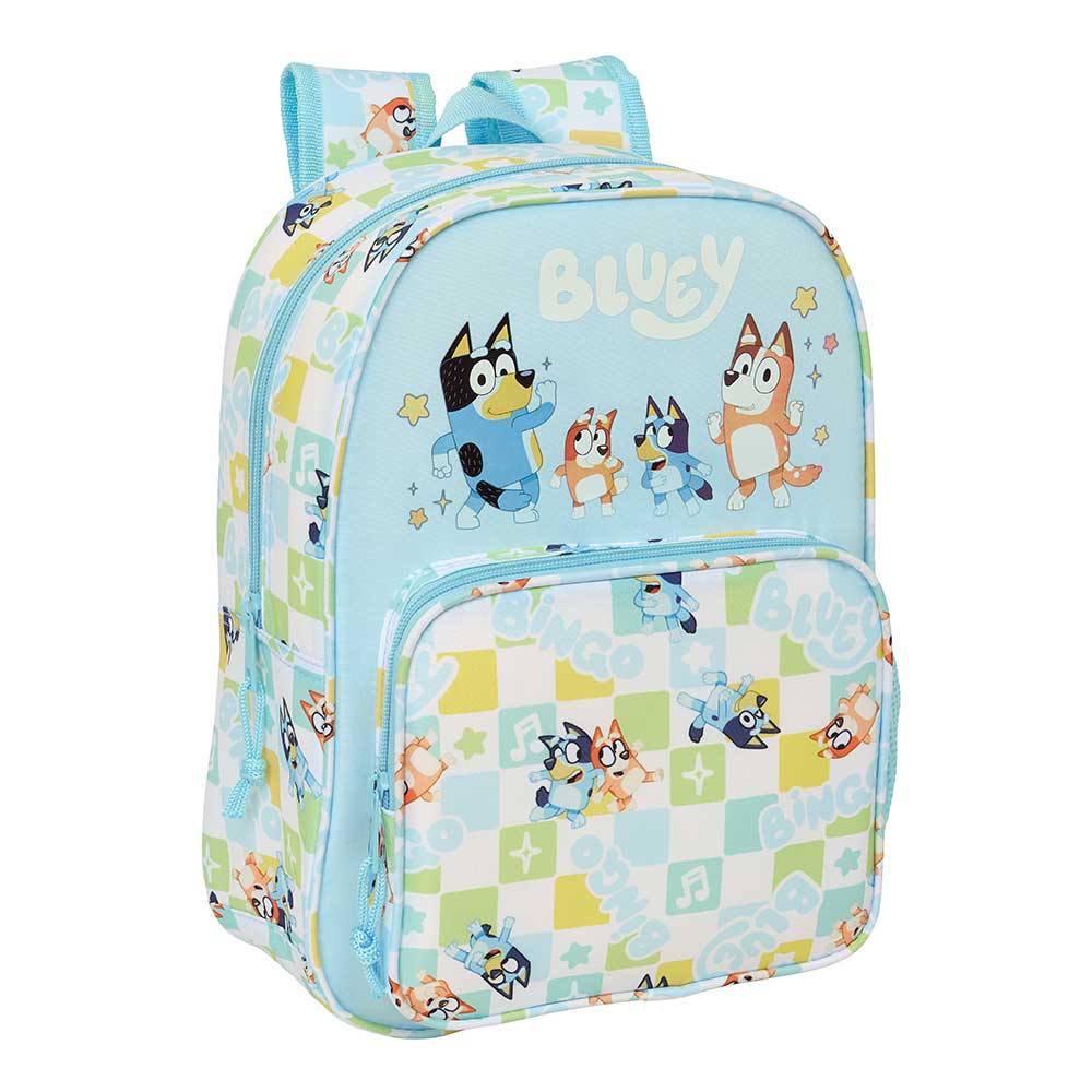 SAFTA | Mochila Escolar Guardería Bluey Let’s Adaptable a Carro (Sin Carro) Compartimento Principal con Cremallera, Tarjeta de Identificación Personal y Asa de Mano Superior, Vuelta al Cole, Talla ST