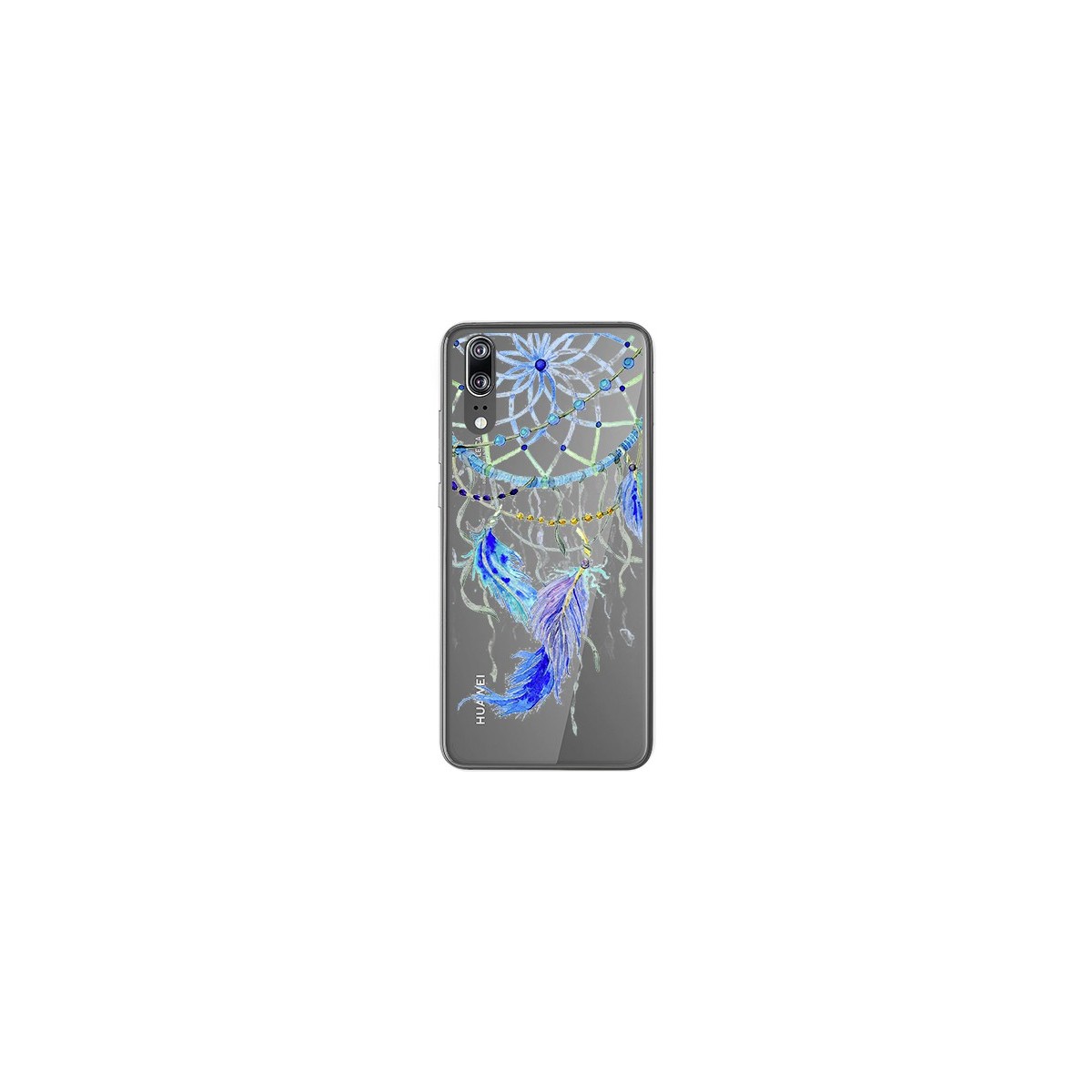 Tumundosmartphone Funda Gel Transparente para Huawei P20 Diseño Plumas Dibujos