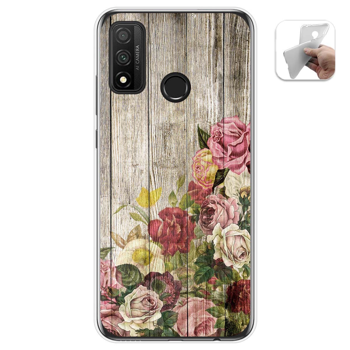 Tumundosmartphone Funda Gel Tpu para Huawei P Smart 2020 diseño Madera 08 Dibujos