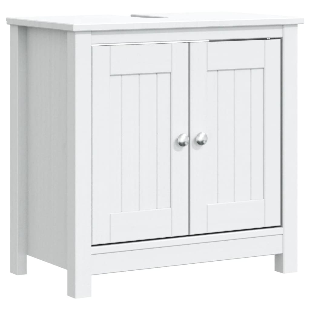 vidaXL Mueble de lavabo baño BERG madera maciza pino blanco 60x34x59cm