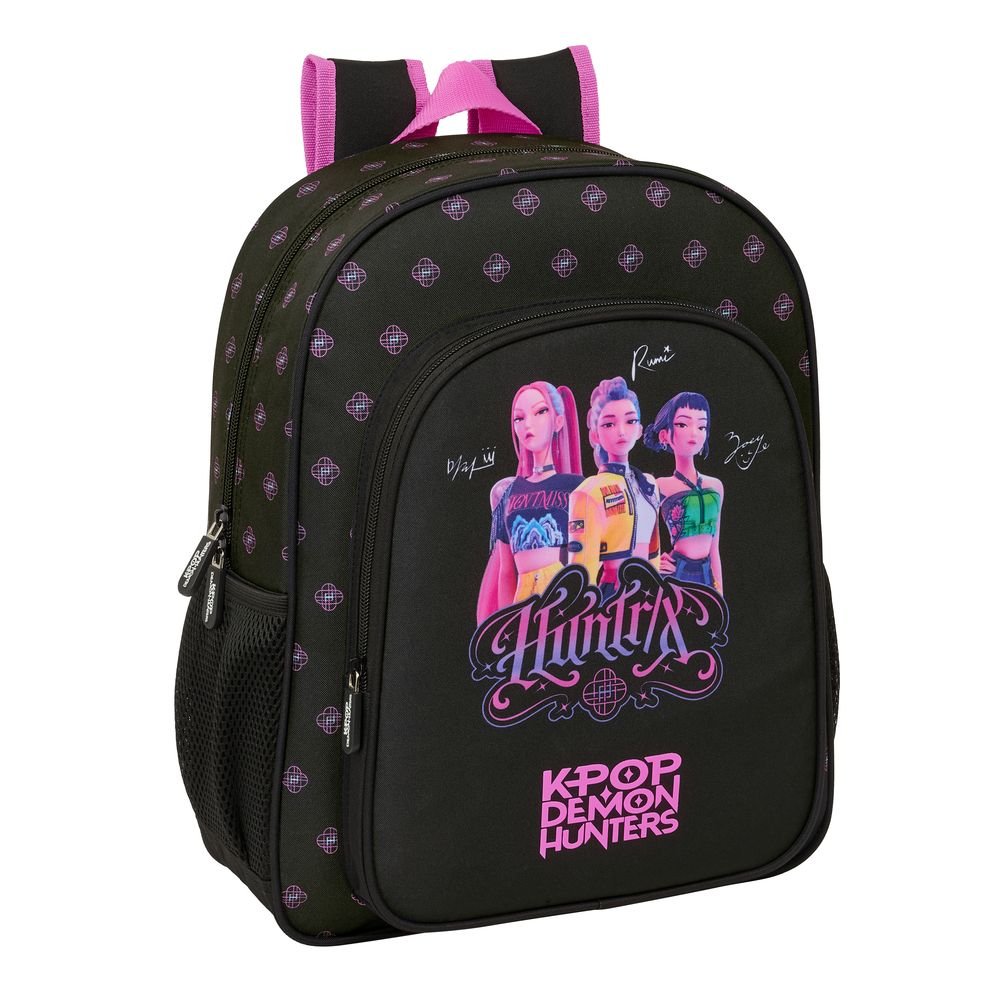 SAFTA  MOCHILA JUNIOR ADAPTABLE A CARRO K-POP DEMON HUNTERS NEGRA K-POP DEMON HUNTERS NEGRA 12x32x38 Cms.