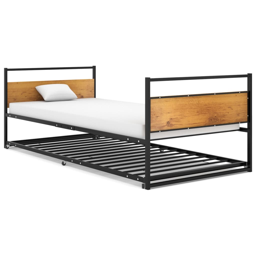 vidaXL Estructura de cama extraíble sin colchón metal negro 90x200 cm