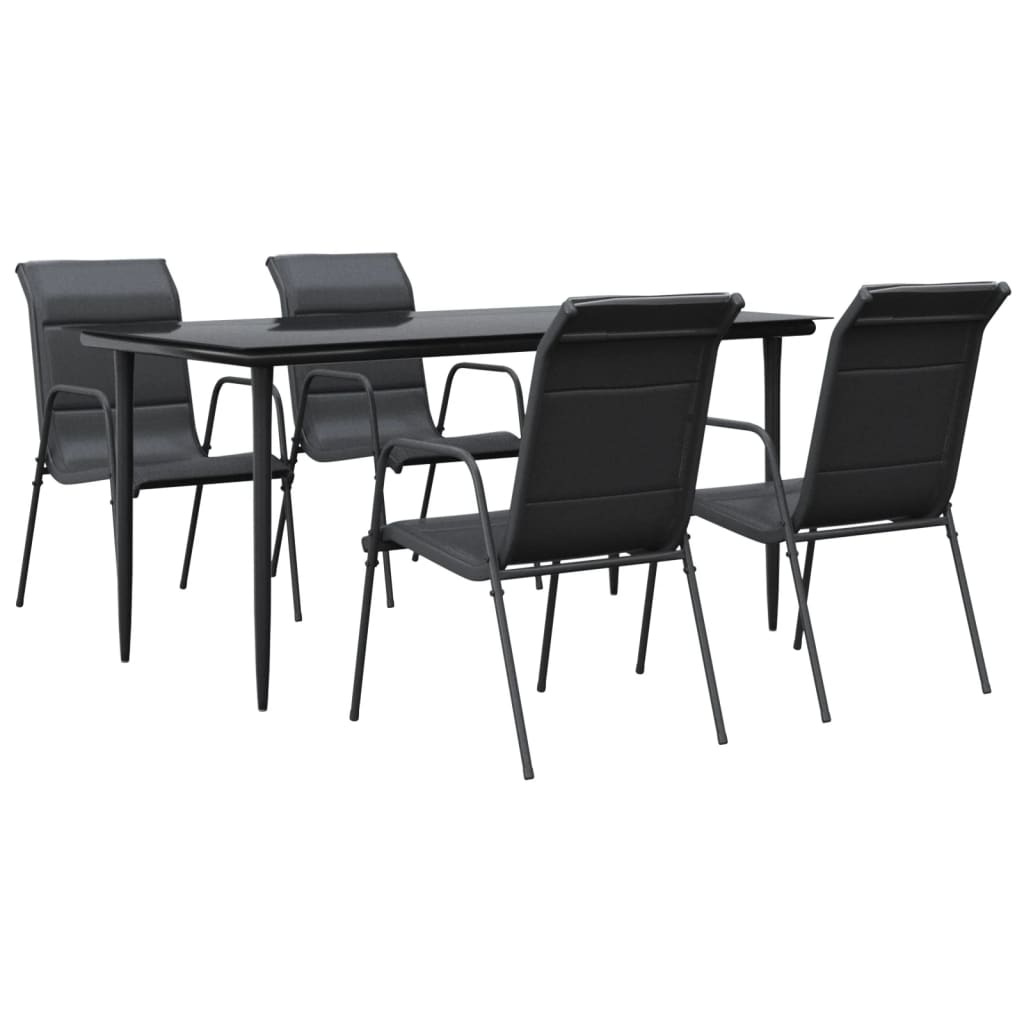 vidaXL Juego de comedor para jardín 5 piezas acero y textilene negro