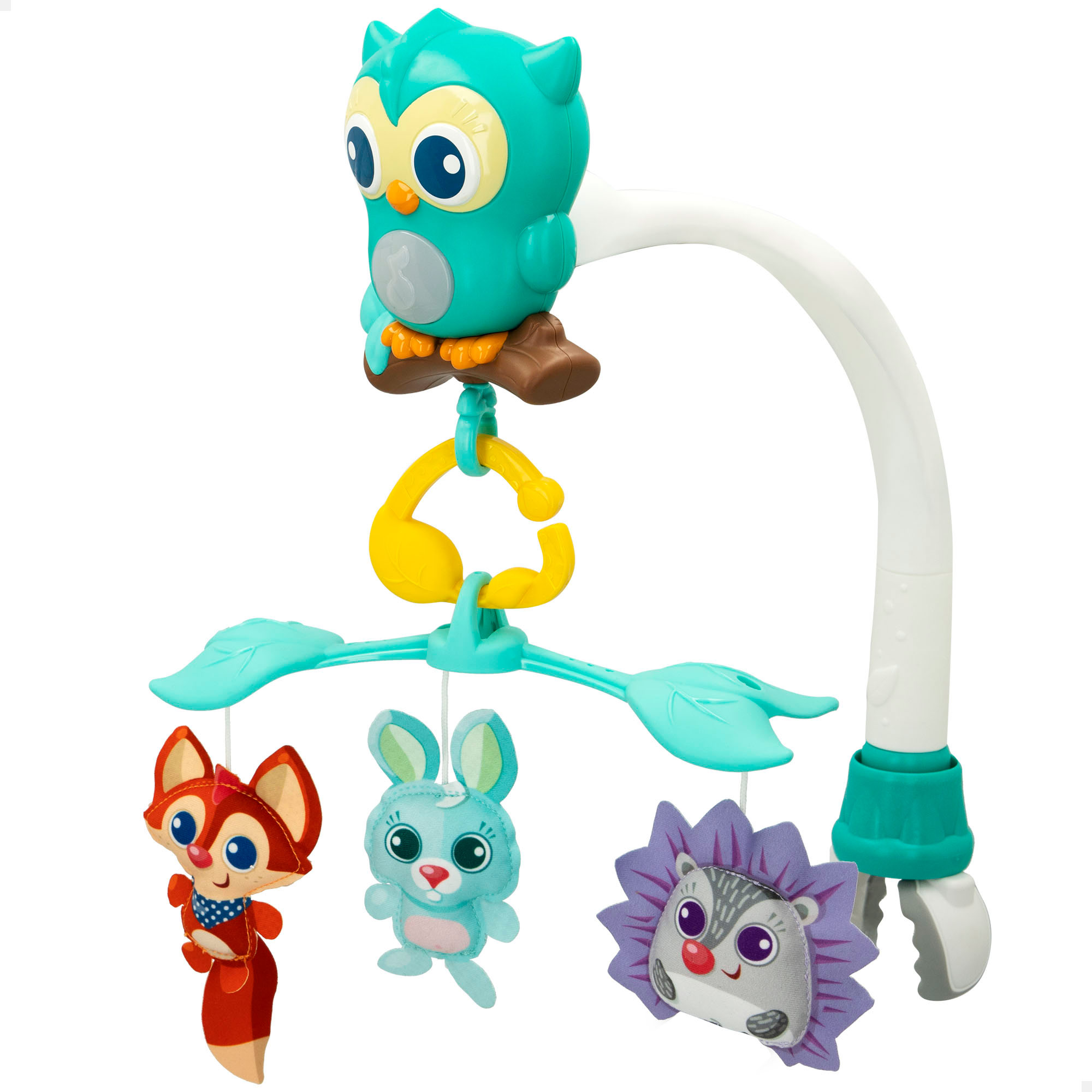 Winfun - Móvil cuna 3 en 1, sonidos y melodías, búho, erizo, conejo, zorro, aprendizaje animales, 3 modos diferentes, relajante, para dormir, para +0 meses