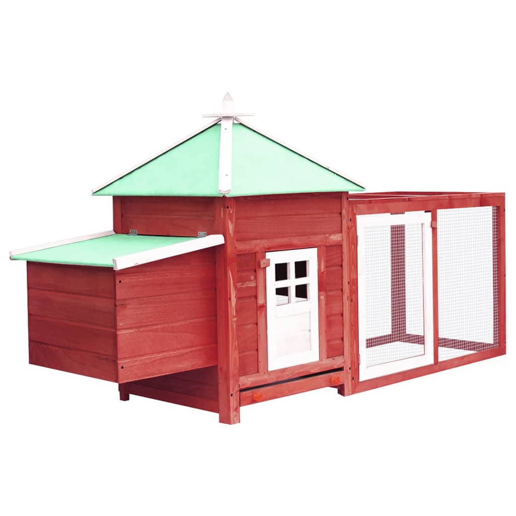 vidaXL Madera Maciza de Abeto Gallinero con Ponedero Conejera Jaula Casa Color Marrón,  Gris,  Rojo y mas