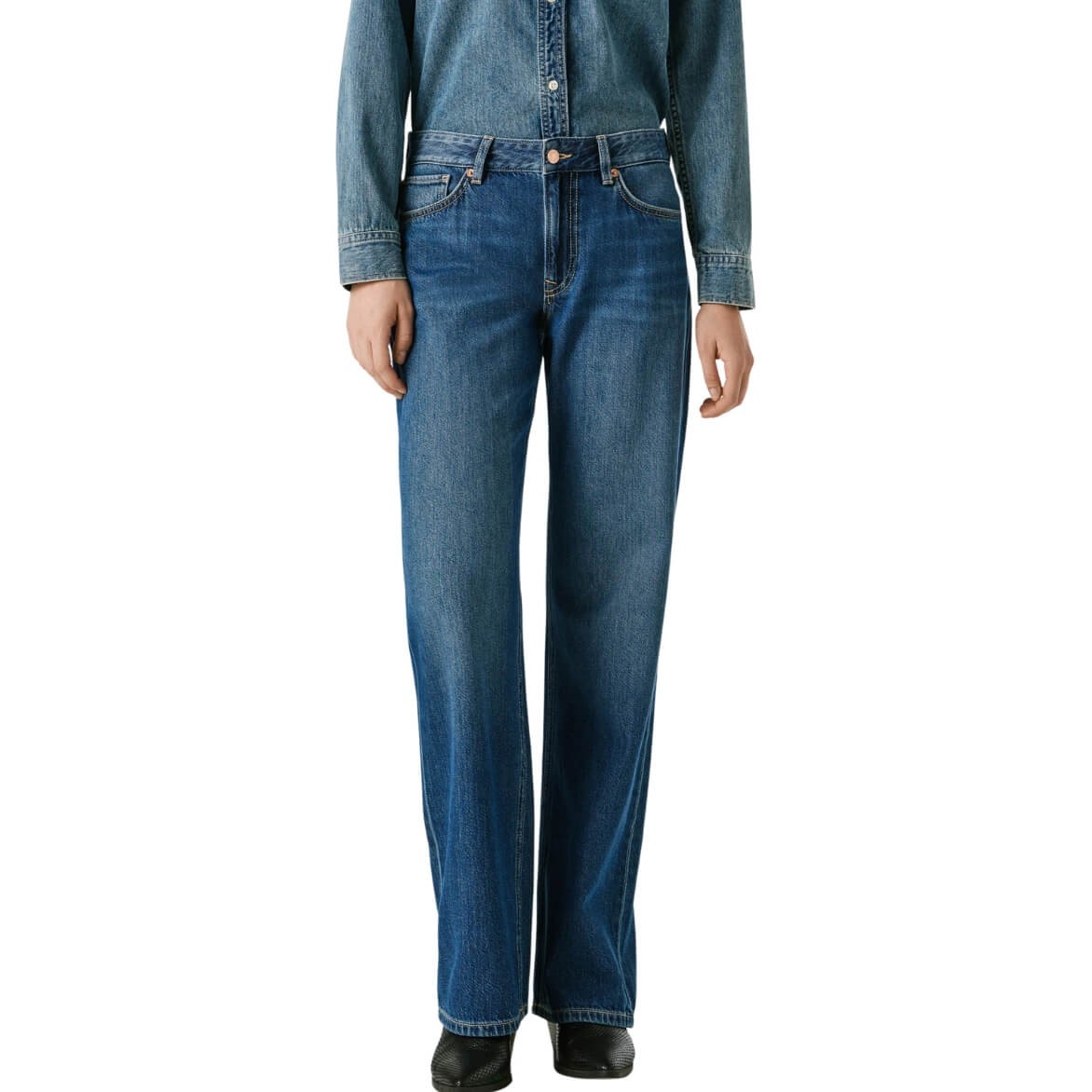Pantalones Vaqueros Loose Fit Nicky Denim Oscuro De