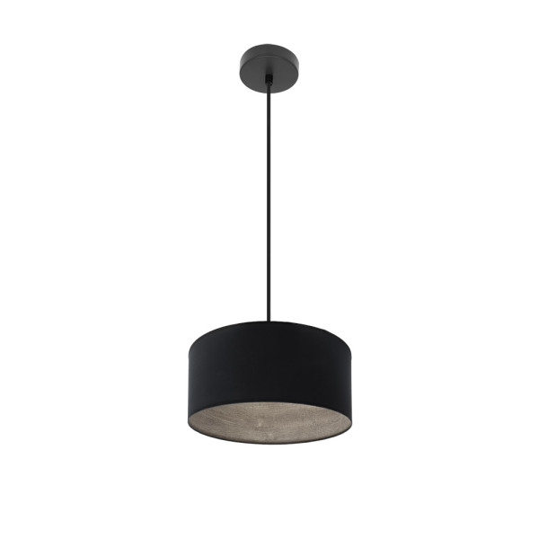 FABRILAMP Colgante Tania 1xe27 Negro/negro-madera Gris Regx30x30 Cm
