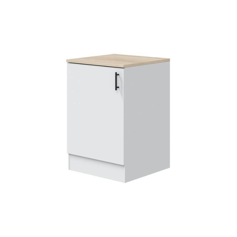 MOBELCENTER - Mueble Bajo de Cocina de 60, Módulo 1 Puerta Reversible 1 Estante Regulable, Color Blanco Brillo y Roble Canadian, 60cmx60cmx90cm(1539)