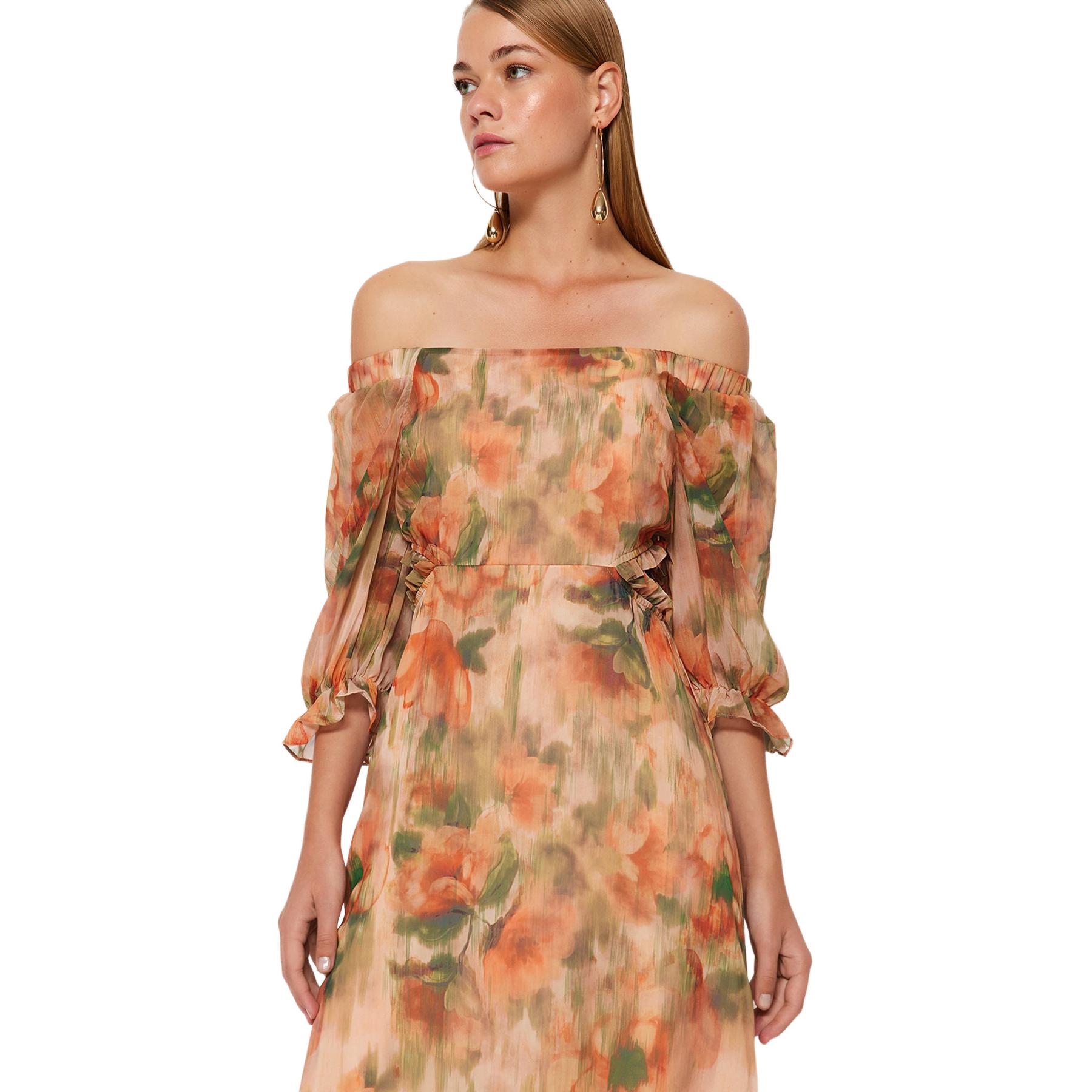 Trendyol Vestido De - Elegante Y Cómodo Naranja Mujer Talla 34