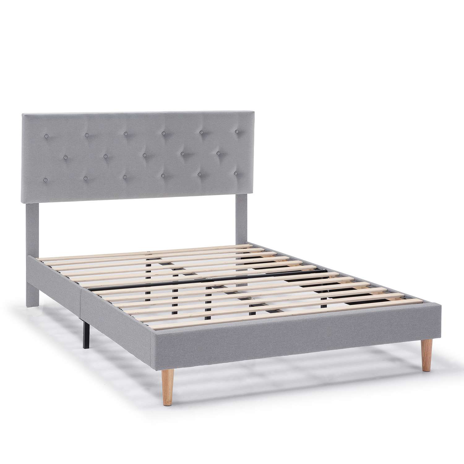 VS Venta-Stock Estructura de cama tapizada Rosi de 30 cm Gris Claro