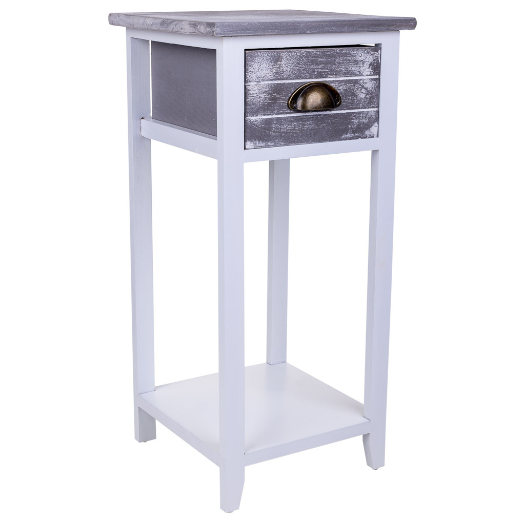 WANDERLUST DECO Mesita de madera blanca 30x30x63h cm de estilo Romántico
