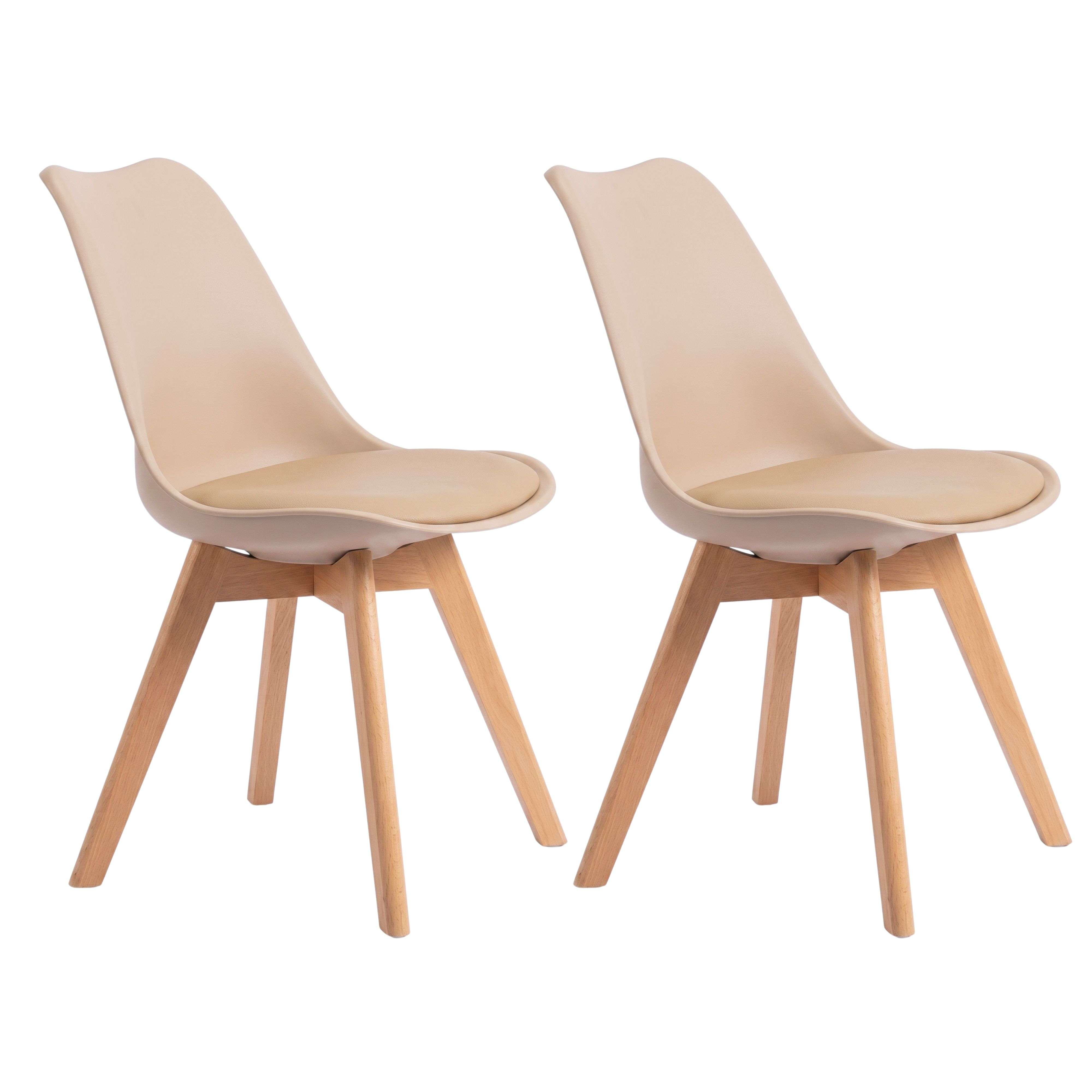 Miroytengo Juego 2 Sillas Comedor Bistro, Sillas Cocina Nórdicas, Beige y Madera