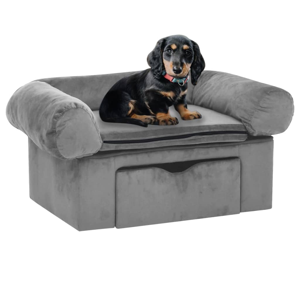 vidaXL Sofá para Perros con Cajón Felpa 75x50x38 cm Mascotas Gatos Suave Color Gris,  Gris oscuro,  Negro y mas