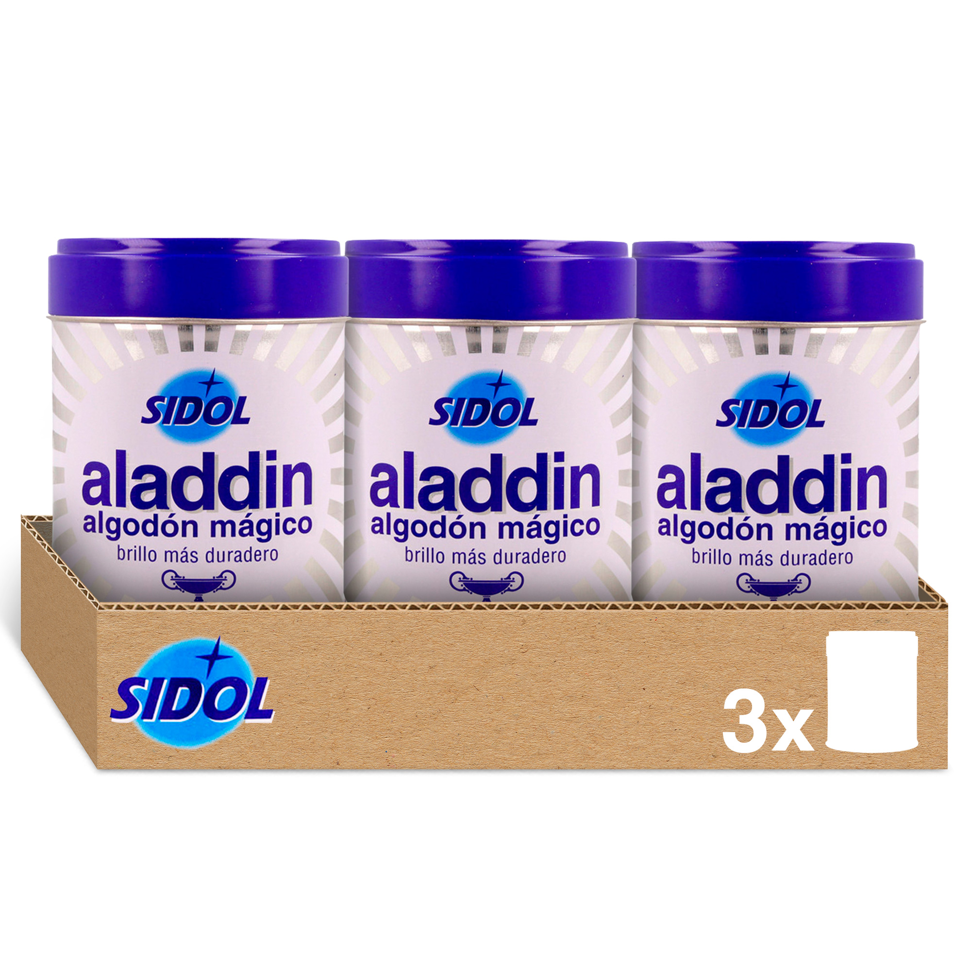 Aladdin Limpiador Metales y Plata Algodón Mágico Pack 3 Unidades x 75  Gramos