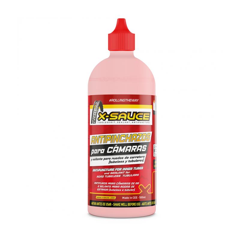 X-Sauce - Sellante Tubeless X-Sauce para Bicicletas MTB, Carretera y Gravel, 500 ml, sella pinchazos automáticamente en ruedas tubeless, cámaras y tubulares, listo para usar