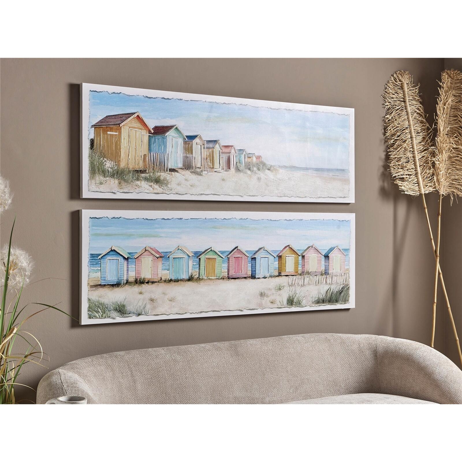 Lienzo impr. casetas playa 50% oleo 150x50 cms. s/2 150x3x50 cms. El mejor complemento para tu hogar.