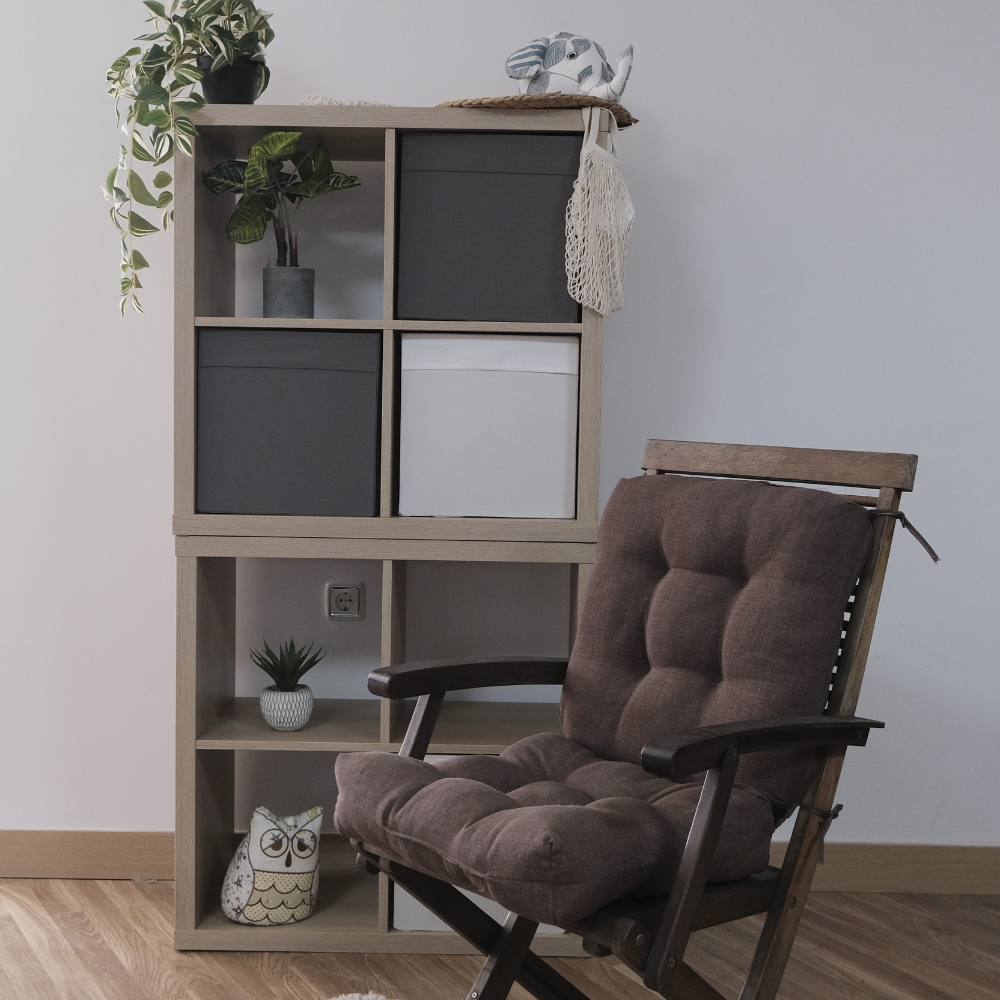REINO MANSIDI 1 und Cojines 90x45x10cm con Respaldo para Sillas de Terraza Marrón