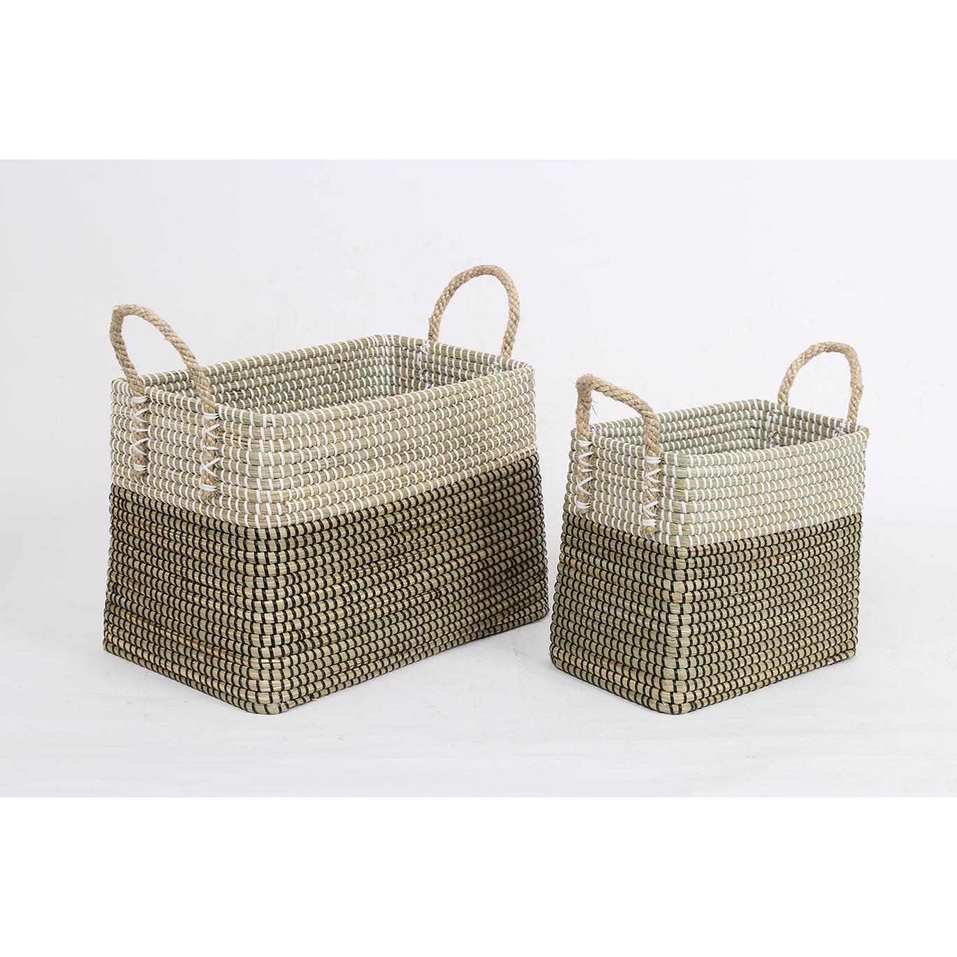 CESTA SET 2 SEAGRASS 44X30X38 TRIBAL LD214446 - EL MEJOR COMPLEMENTO PARA TU HOGAR FIJALO