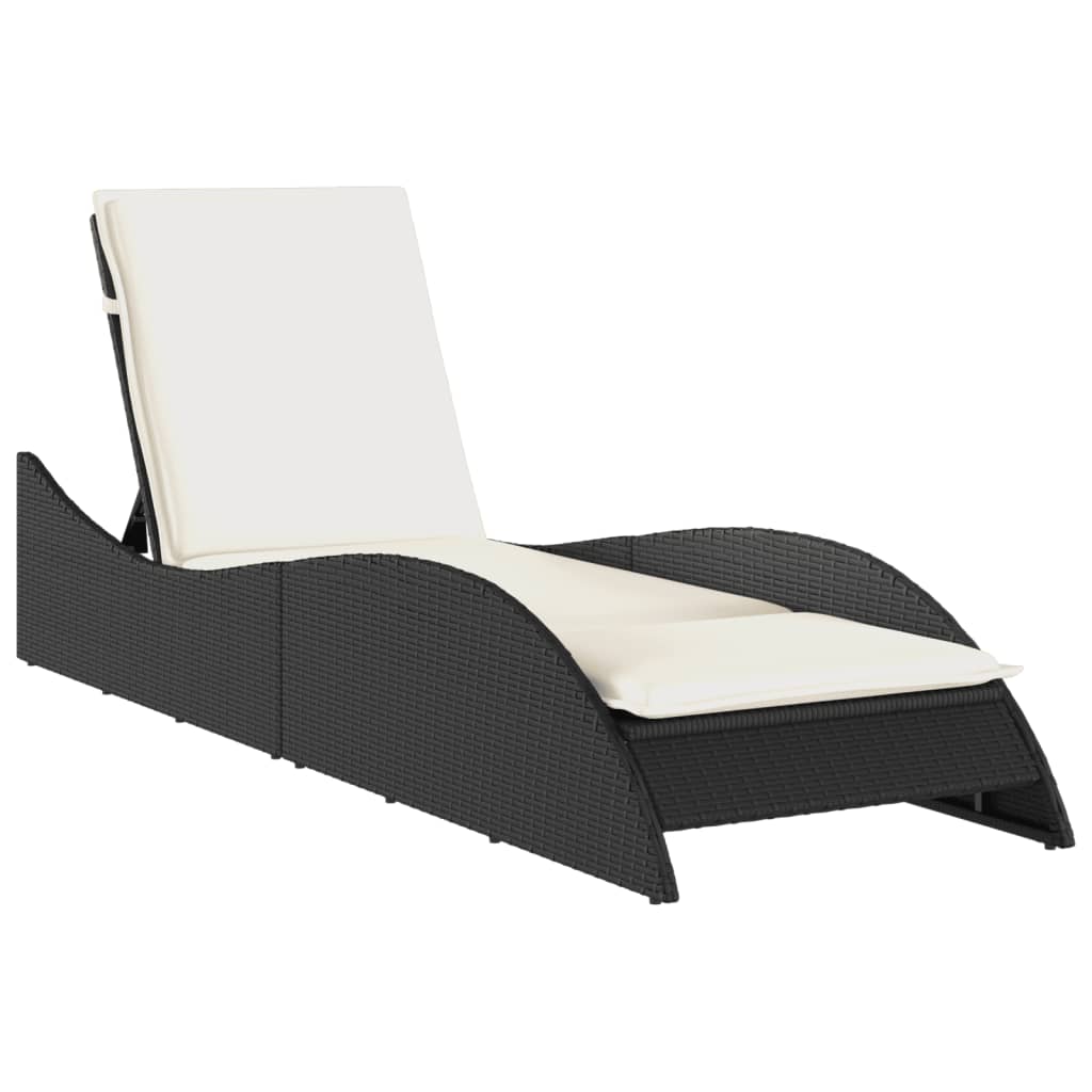 vidaXL Tumbona con cojín ratán sintético negro 60x205x73 cm