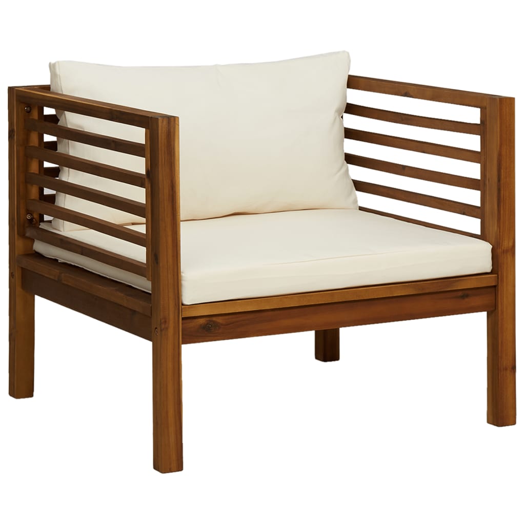 Vidaxl Silla de Jardín con Cojines Madera Maciza Acacia Gris Oscuro y Blanco Crema