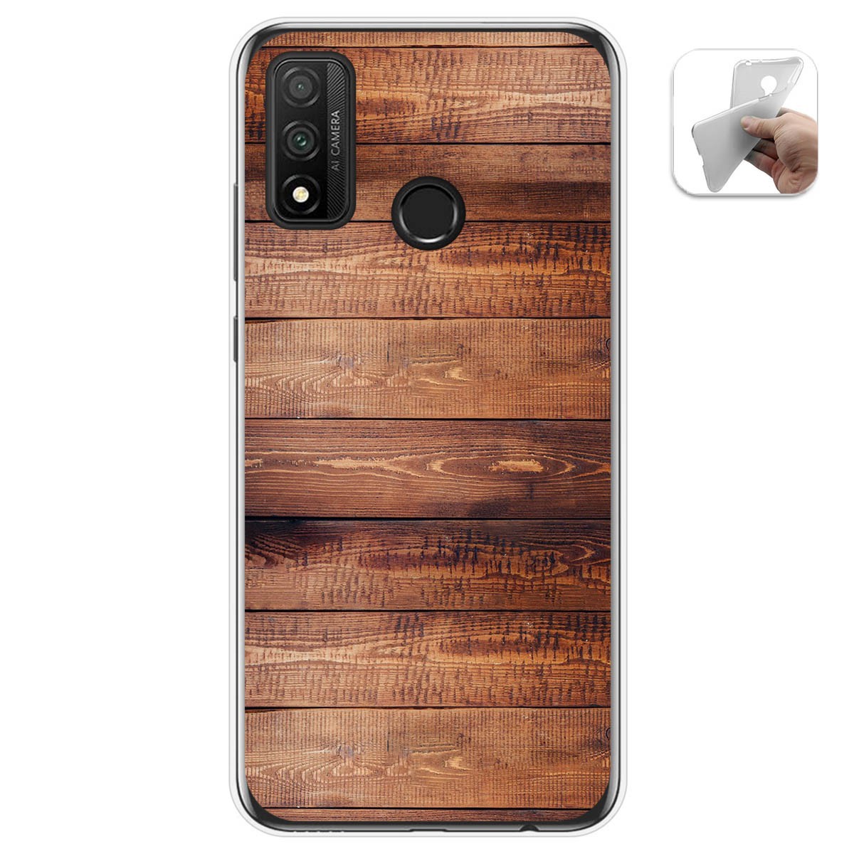 Tumundosmartphone Funda Gel Tpu para Huawei P Smart 2020 diseño Madera 02 Dibujos
