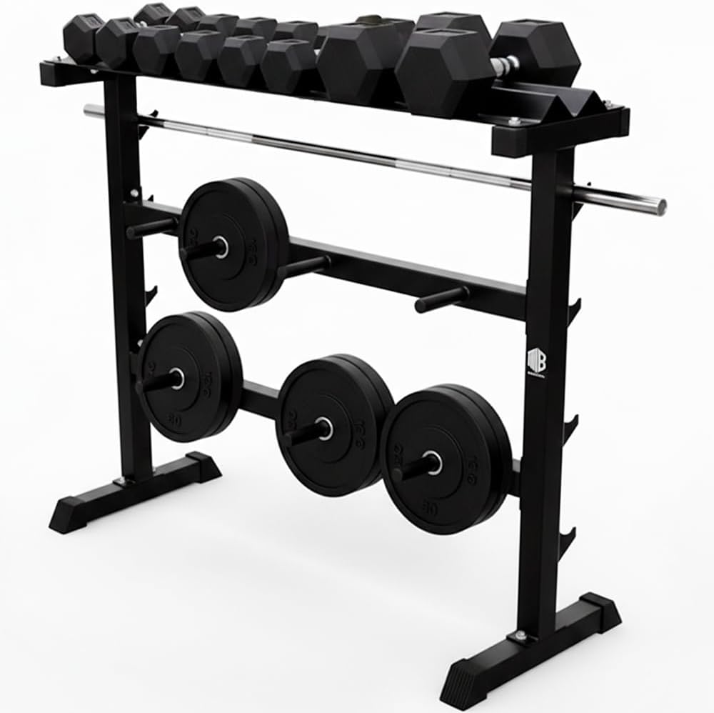 ManiBoom Soporte para Barras de Pesas Discos 280mm Soporte Mancuernas y Discos Estante de Barbell Carga MAX.300 kg