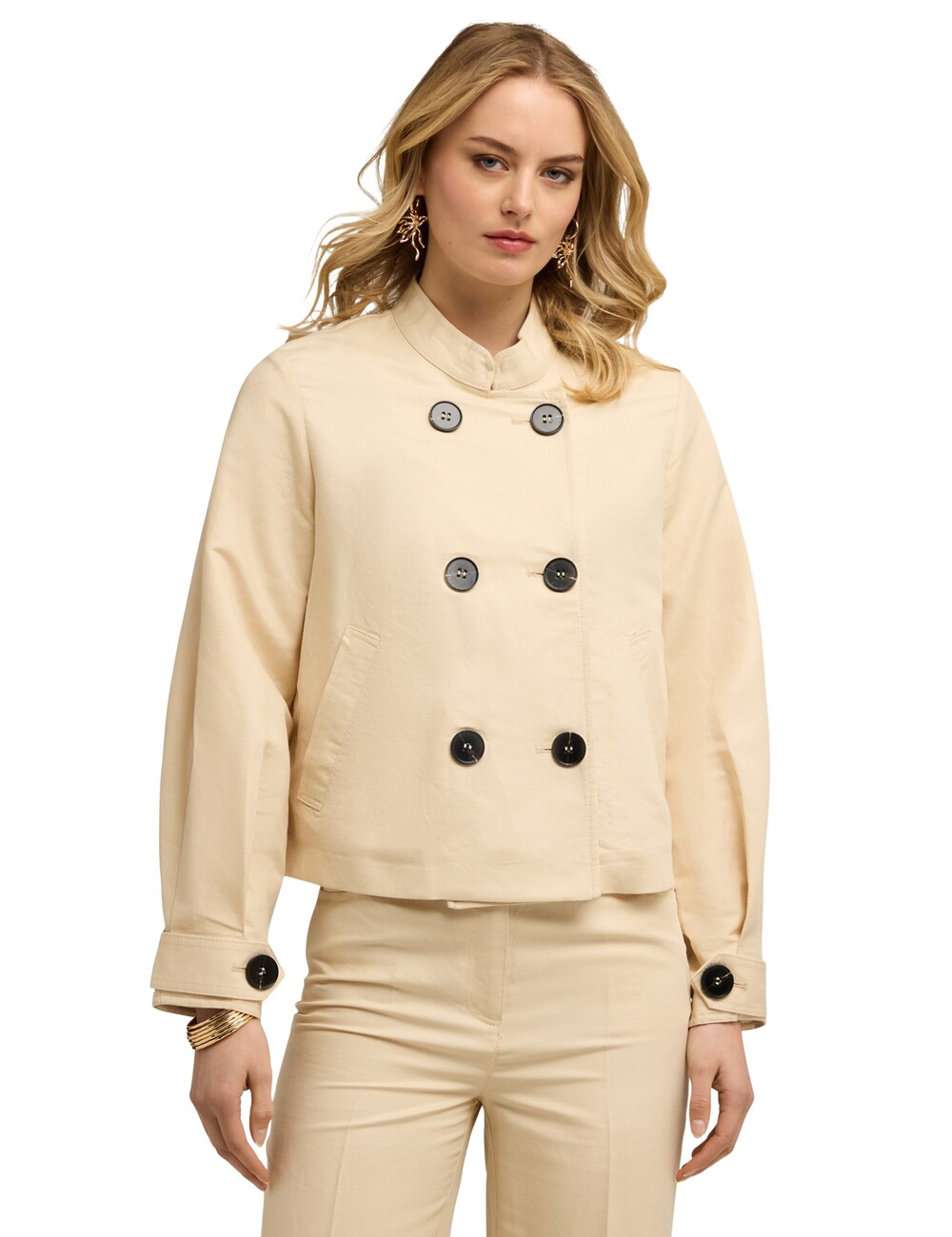 Motivi - Chaqueta cruzada de mezcla de lino