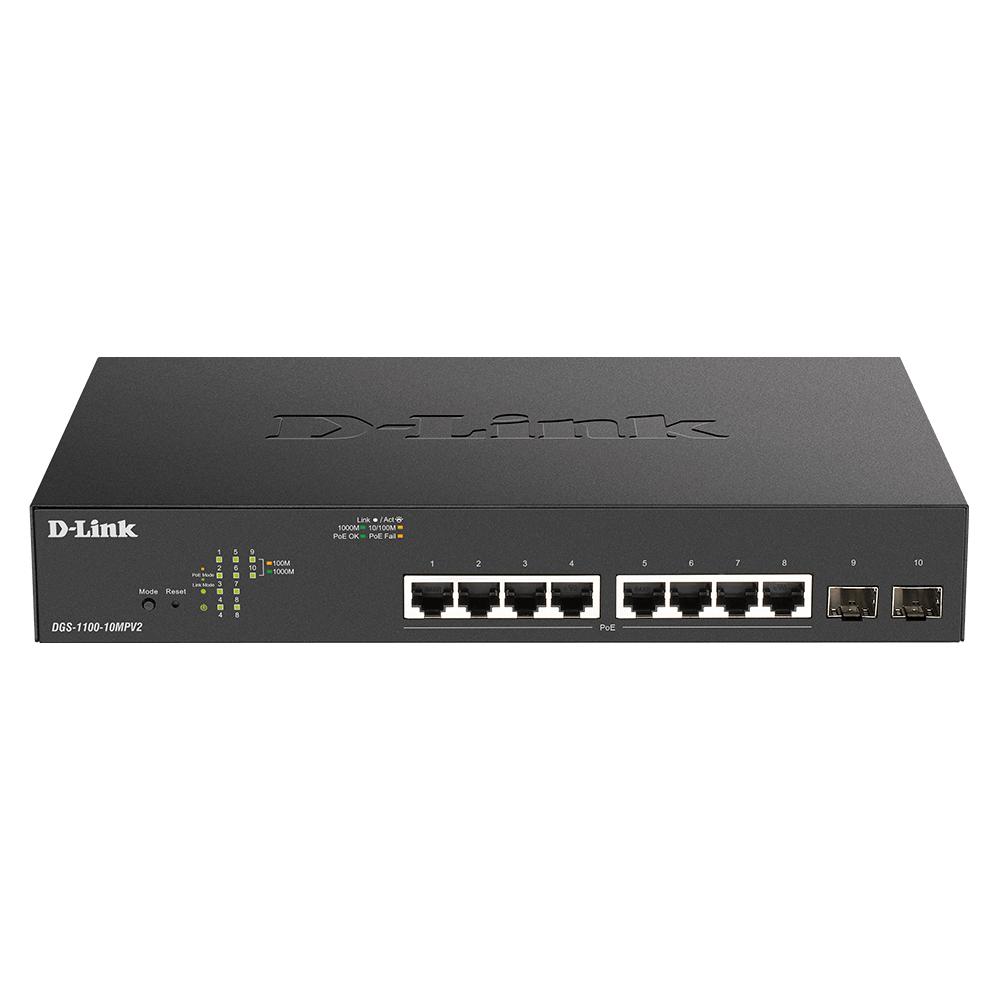 D-Link DGS-1100-10MPV2 switch Gestionado Gigabit Ethernet (10/100/1000) - PoE - 1U Negro