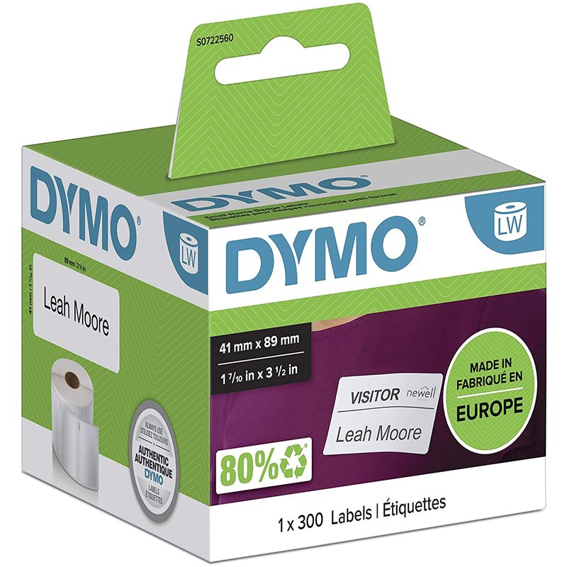 DYMO LW -Etiquetas para tarjetas de identifi cación de tamaño pequeño - 41 x 89 mm - S0722560