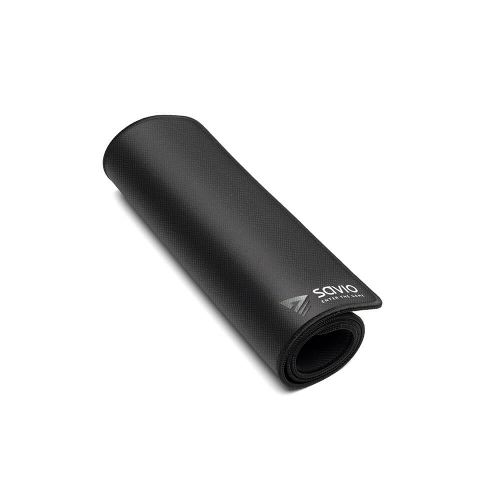 SAVIO BLACK EDITION PRECISION CONTROL 70X30 GAMING MOUSE PAD, large size with cloth surface, anti-slip design, perfect for gaming and office use, offering enhanced precision and comfort.