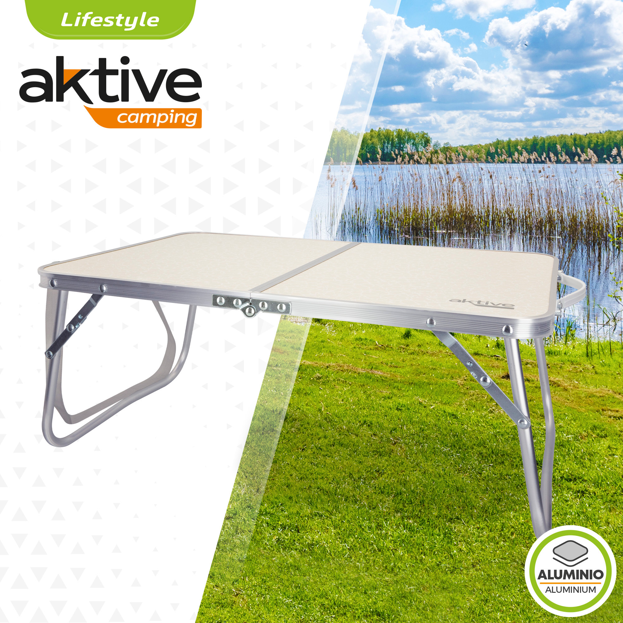 Aktive 52836 - Mesa plegable baja de playa, 60x40x40cm, color